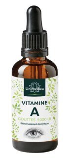 Gouttes de vitamines A - 1500 µg / 5000 UI par dose journalière (3 gouttes)  hautement dosé - 50 ml - par Unimedica