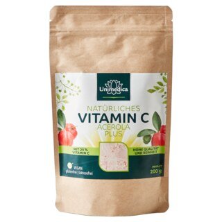 Natürliches Vitamin C Acerola Plus - 25% Vitamin C - 200 g - von Unimedica - Sonderangebot kurze Haltbarkeit/