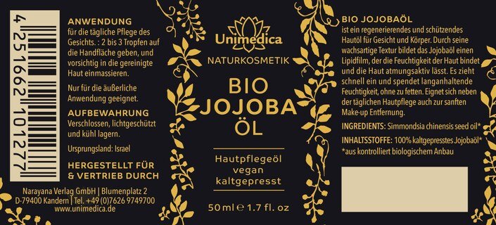 Bio Jojobaöl - 50 ml - von Unimedica