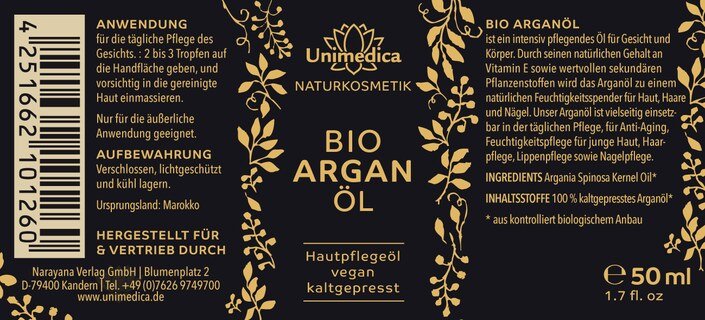 Huile d'argan bio - 50 ml - par Unimedica