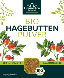 Bio Hagebuttenpulver - natürliches Vitamin C - ballaststoffreich - 500 g - von Unimedica