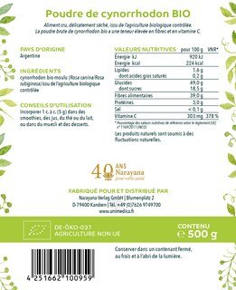 Poudre de cynorrhodon bio - vitamine C naturelle - riche en fibres - 500 g - de Unimedica