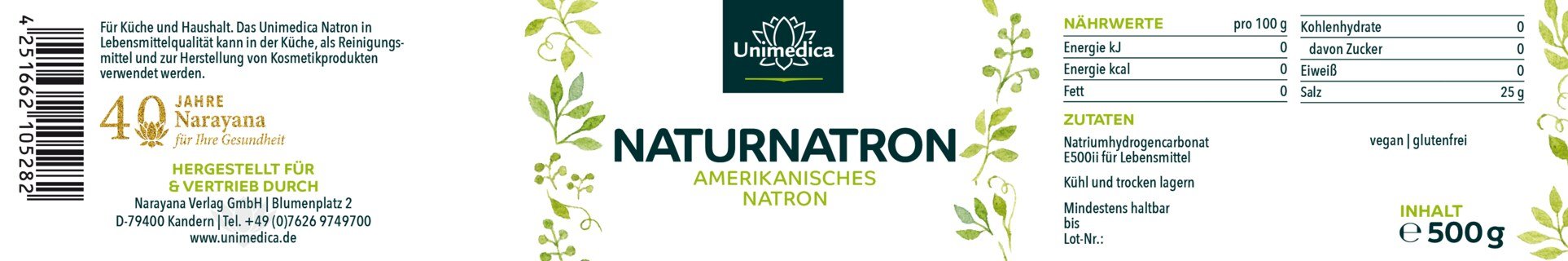 Naturnatron - Amerikanisches Natron - 500 g - von Unimedica