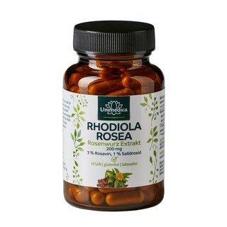 Rhodiola Rosea - Rosenwurz Extrakt - 200 mg pro Tagesdosis (1 Kapsel) - 90 Kapseln - von Unimedica/