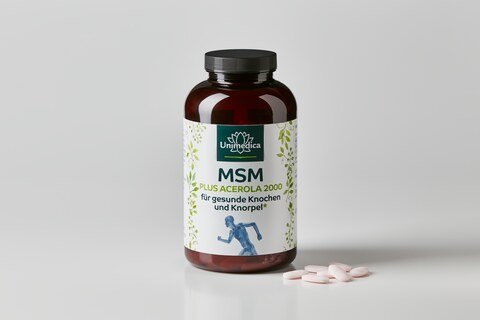 MSM plus Acerola 2000 - für gesunde Knochen und Knorpel - 365 Tabletten - von Unimedica