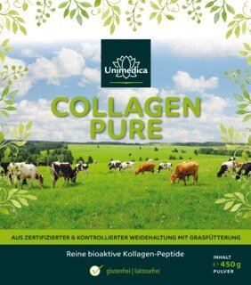 Collagen Pure - Kollagenprotein - aus LIAF zertifizierter Weidehaltung und Grasfütterung - 10 g pro Tagesdosis - 450 g Pulver - von Unimedica