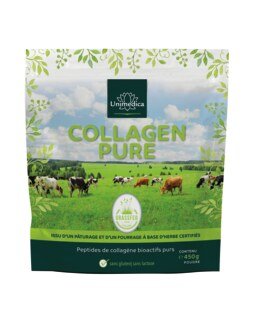 Collagène pur  protéine de collagène  issu d'un pâturage et d'un fourrage à base d'herbe certifiés LIAF - 450 g de poudre - par Unimedica