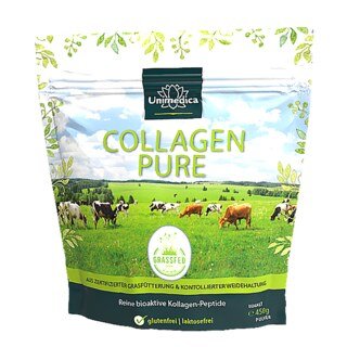 Collagen Pure - Kollagenprotein - aus LIAF zertifizierter Weidehaltung und Grasfütterung - 10 g pro Tagesdosis - 450 g Pulver - von Unimedica/