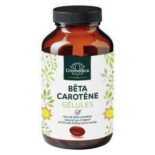 Bêta-carotène - avec Lyc-O-Beta® - 25 000 UI - 180 gélules molles - par Unimedica