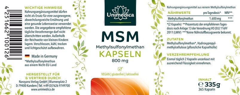 Set: OPC (2 x 60 capsules) and MSM capsules (1 x 365 capsules) - by Unimedica