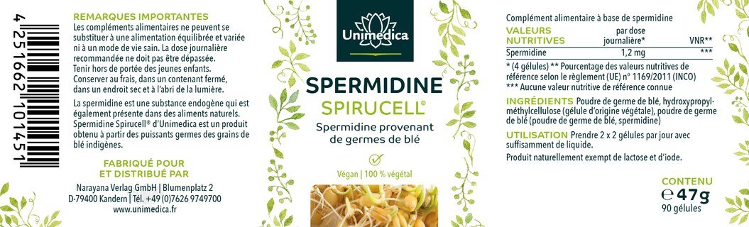 Spermidin Spirucell® - 1,2 mg par dose journalière - 90 gélules - par Unimedica