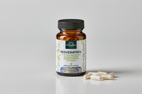 Natürliches Resveratrol + Piperin - 150 mg pro Tagesdosis (1 Kapsel) - mit 98 % Trans-Resveratrol aus Japanischem Staudenknöterich Extrakt - 60 Kapseln - von Unimedica