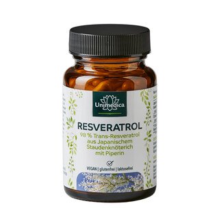 Resveratrol + Piperin - 150 mg - mit 98% Trans-Resveratrol aus Japanischem Staudenknöterich - 60 Kapseln - von Unimedica