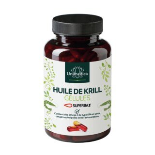 Huile de krill Superba 2 TM  riche en acides gras oméga-3 EPA + DHA  120 capsules de gel dur - par Unimedica