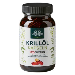 Krillöl SUPERBA 2™ - reich an Omega-3-Fettsäuren EPA + DHA - 1.000 mg Krillöl pro Tagesdosis (2 Kapseln) - 120 Hartgelkapseln (Licaps®) - von Unimedica - Topangebot/