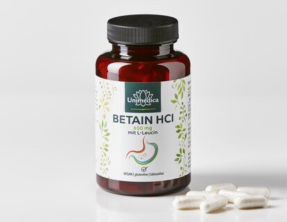Betain HCl mit L-Leucin - 2.600 mg pro Tagesdosis - 120 Kapseln - von Unimedica