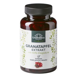 : Granatapfel Extrakt - 1.500 mg pro Tagesdosis (3 Kapseln) - 40 % Ellagsäure - 120 Kapseln - von Unimedica