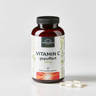 Vitamin C gepuffert - 1000 mg pro Tagesdosis - 99 % Reinheit - 365 Kapseln - von Unimedica