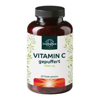 Vitamin C gepuffert - 1.000 mg pro Tagesdosis (2 Kapseln) - 99 % Reinheit - 365 Kapseln - von Unimedica