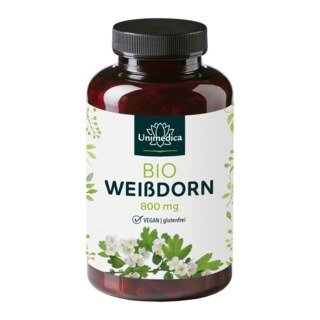 Bio Weißdorn - 1200 mg Tagesdosis - 200 Kapseln - von Unimedica