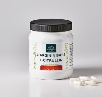 L-Arginin Base + L-Citrullin - 2.700 mg L-Arginin Base pro Tagesdosis (6 Kapseln) - 320 Kapseln - von Unimedica