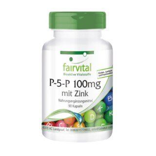 P-5-P 100 mg mit Zink - aktives Vitamin B6 -  Pyridoxal-5-Phosphat 100 mg - 90 Kapseln/