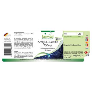 Acetyl-L-Carnitin 750mg - 120 Kapseln