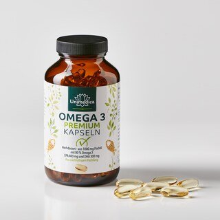 Omega 3 - Premium Fischöl mit 80% Fettsäuren (EPA+DHA)  - aus nachhaltigem Fischfang - 1.000 mg - 120 Softgelkapseln - von Unimedica