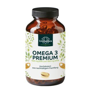 Omega 3 - Premium Fischöl mit 80% Fettsäuren (EPA+DHA)  - aus nachhaltigem Fischfang- 1.000 mg - 120 Softgelkapseln - von Unimedica
