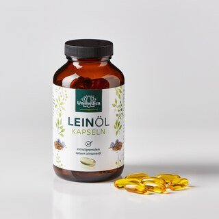 Leinöl mit pflanzlichen Omega Fettsäuren 3-6-9 - 1.000 mg pro Tagesdosis (1 Kapsel) - 120 Softgelkapseln - von Unimedica