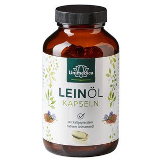 Leinöl mit pflanzlichen Omega Fettsäuren 3-6-9 - 1.000 mg pro Tagesdosis (1 Kapsel) - 120 Softgelkapseln - von Unimedica/