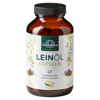 Leinöl mit pflanzlichen Omega Fettsäuren 3-6-9 - 1.000 mg pro Tagesdosis (1 Kapsel) - 120 Softgelkapseln - von Unimedica