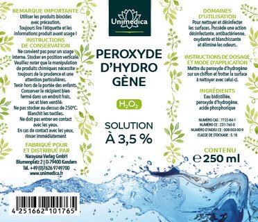 Peroxyde d'hydrogène à 3,5 % - 250 ml - par Unimedica