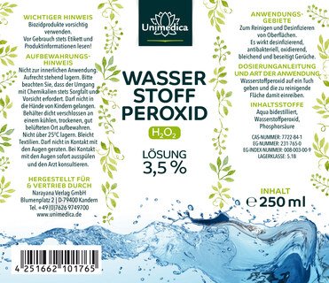 Wasserstoffperoxid 3,5 % - H2O2 - Lebensmittelqualität - 250 ml - von Unimedica