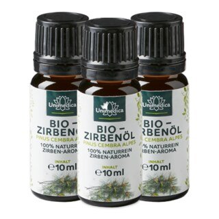 Huile de pin cembro BIO  huile d'arolle 100% naturelle - arôme de pin cembro - huile essentielle - 10 ml - par Unimdica - 3 x 10 ml/