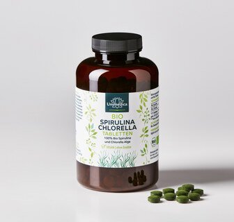 Bio Spirulina und Bio Chlorella - 3.000 mg - 1:1 - 500 Tabletten - von Unimedica