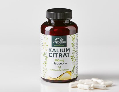 Kaliumcitrat mit L-Leucin - 900 mg pro Tagesdosis (3 Kapseln) - 90 Kapseln - von Unimedica