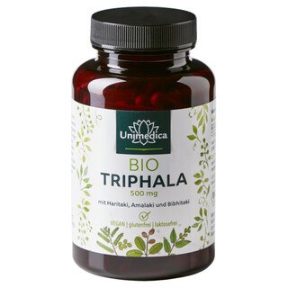 Bio Triphala - 500 mg pro Tagesdosis - 180 Kapseln - von Unimedica/