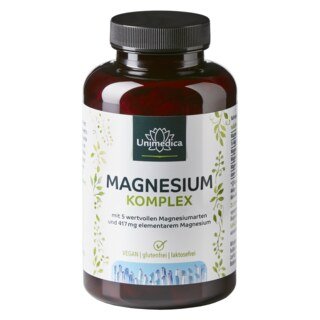 : Magnesium Komplex - 417 mg elementares Magnesium pro Tagesdosis (2 Kapseln) - 180 Kapseln - von Unimedica