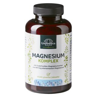 Complexe de magnésium - 417 mg de magnésium élémentaire par dose journalière - 180 gélules - Unimedica/