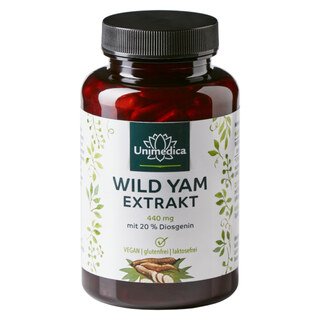 Wild Yam Extrakt - 880 mg pro Tagesdosis (2 Kapseln) - mit 20 % Diosgenin - 180 Kapseln - von Unimedica/