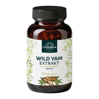 Wild Yam Extrakt - 880 mg pro Tagesdosis (2 Kapseln) - mit 20 % Diosgenin - 180 Kapseln - von Unimedica/