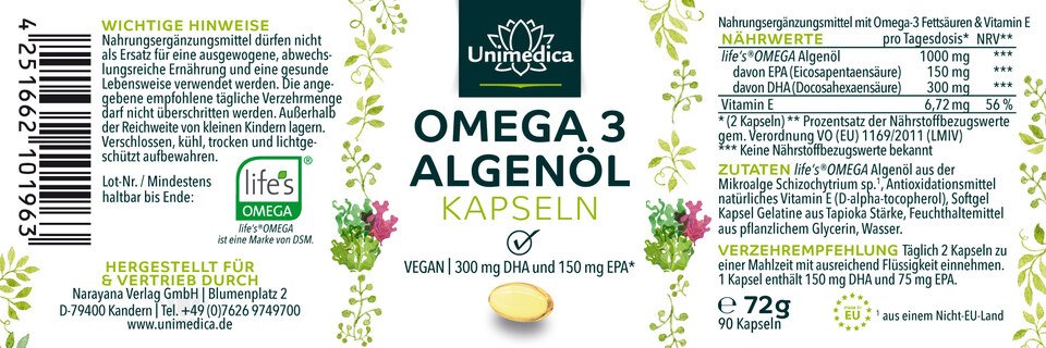 Algae oil capsules - 60 capsules - from Unimedica
