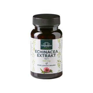 Echinacea Extrakt 10:1 - 400 mg - 90 Kapseln - Sonderangebot kurze Haltbarkeit - von Unimedica/