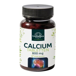 Calcium Tabletten - 800 mg pro Tagesdosis (2 Tabletten) - 180 Tabletten - von Unimedica