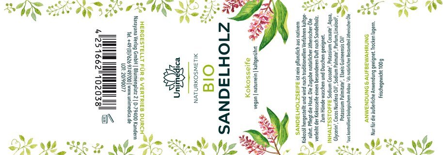 Organic sandalwood soap - 100 g - by Unimedica