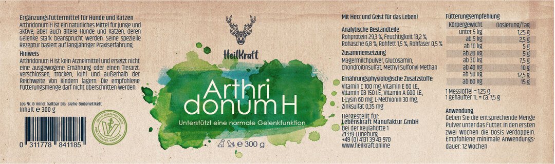 Arthridonum H - für Hunde und Katzen - Heilkraft Lebenskraft Manufaktur - 300 g