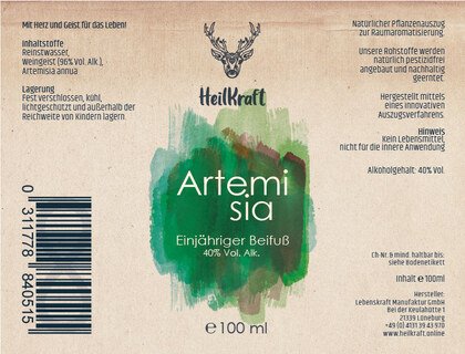 Raumduft Artemisia annua Auszug mit 40% Vol. Alk. - Heilkraft Lebenskraft Manufaktur - 100 ml