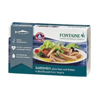 Sardinen ohne Haut und Gräten in Bio-Olivenöl - Fontaine - 120 g