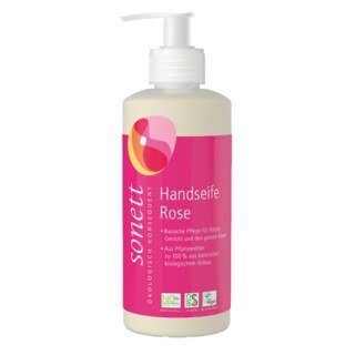 Handseife Rose - Flüssigseife im Spender - Sonett - 300 ml